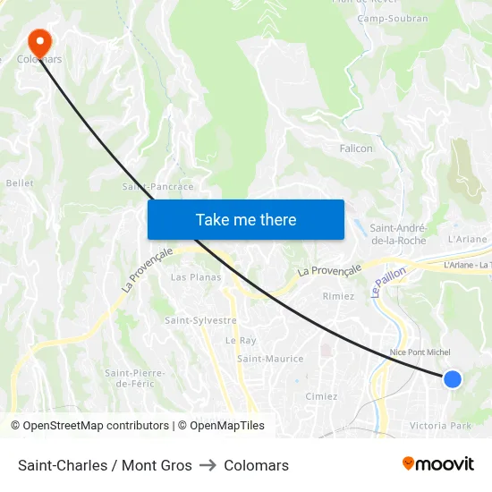 Saint-Charles / Mont Gros to Colomars map