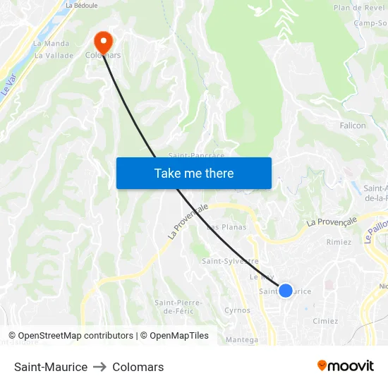 Saint-Maurice to Colomars map