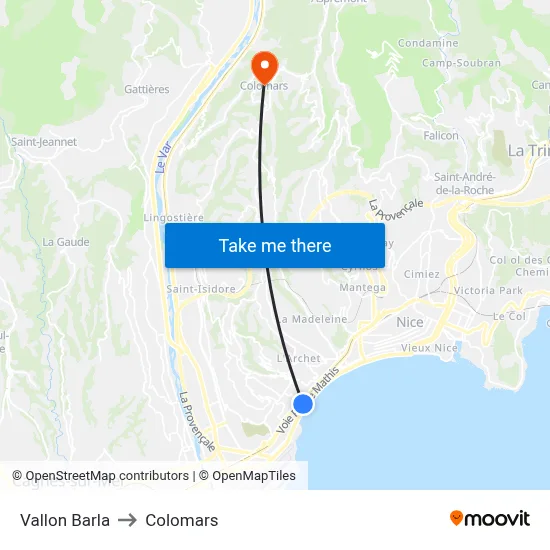 Vallon Barla to Colomars map