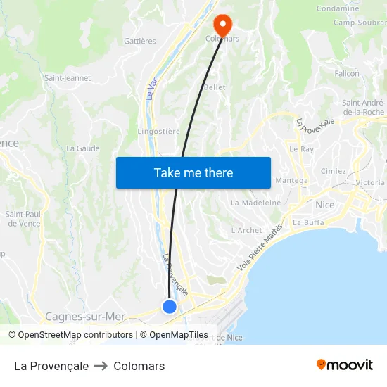 La Provençale to Colomars map