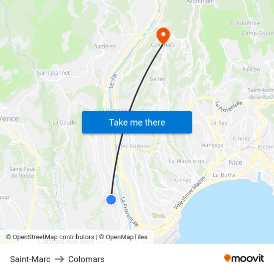 Saint-Marc to Colomars map