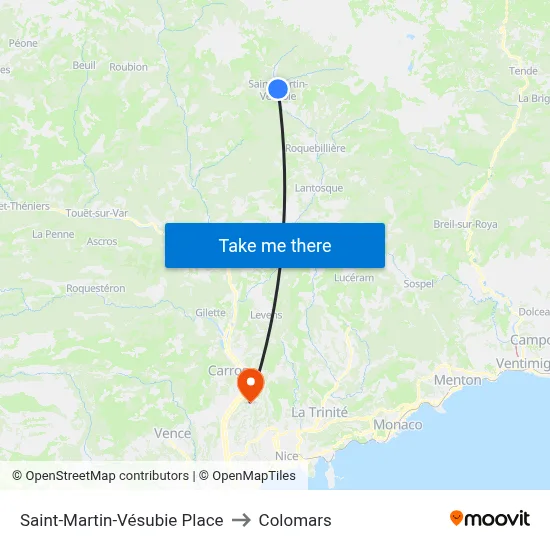 Saint-Martin-Vésubie Place to Colomars map