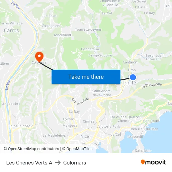 Les Chênes Verts A to Colomars map