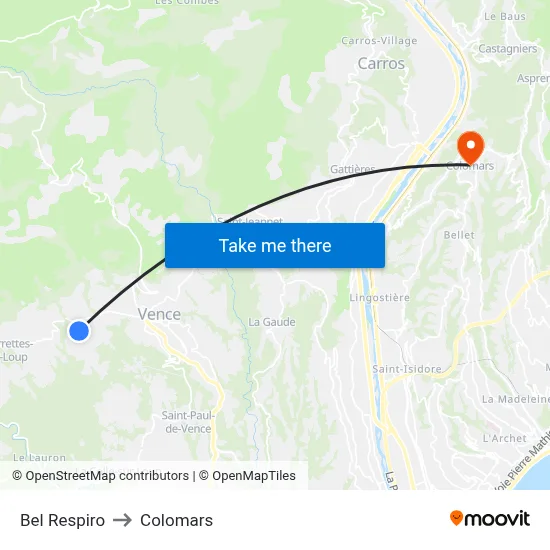 Bel Respiro to Colomars map