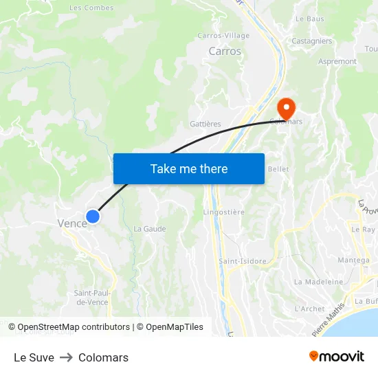 Le Suve to Colomars map