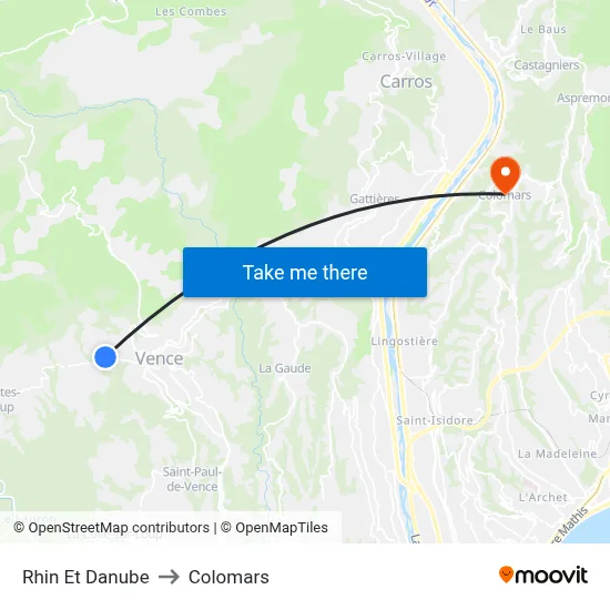 Rhin Et Danube to Colomars map