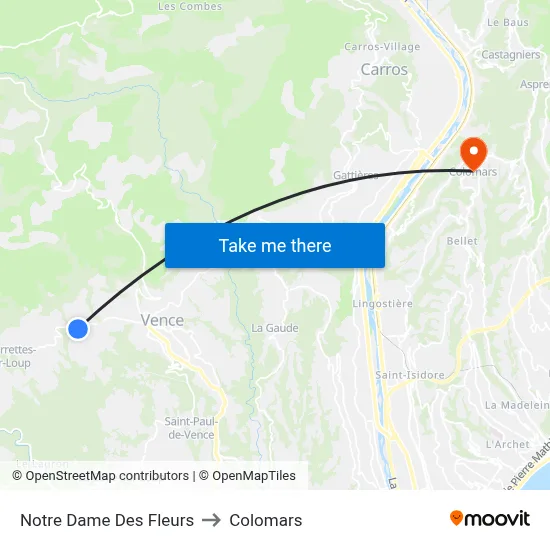 Notre Dame Des Fleurs to Colomars map