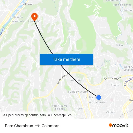 Parc Chambrun to Colomars map