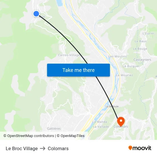 Le Broc Village to Colomars map