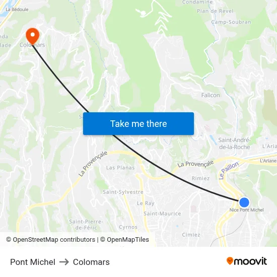 Pont Michel to Colomars map