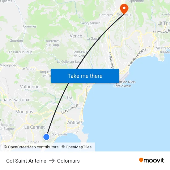 Col Saint Antoine to Colomars map