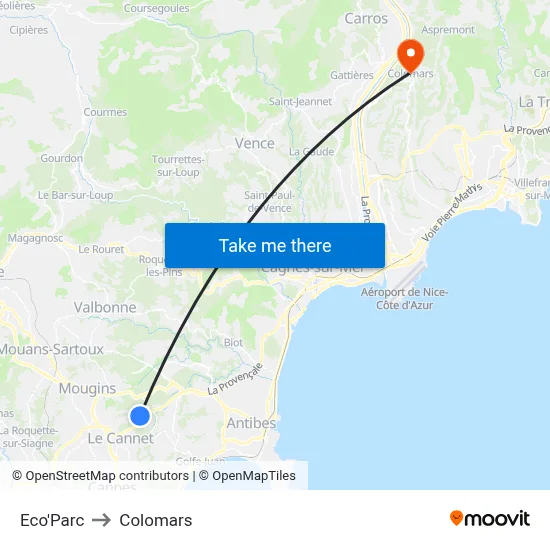 Eco'Parc to Colomars map