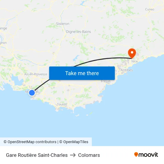 Gare Routière Saint-Charles to Colomars map