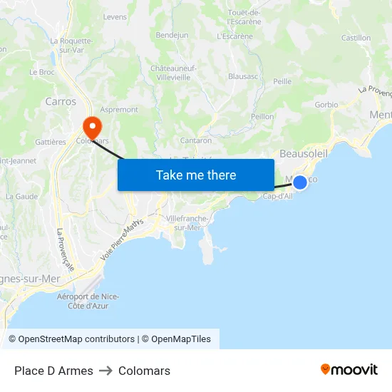 Place D Armes to Colomars map