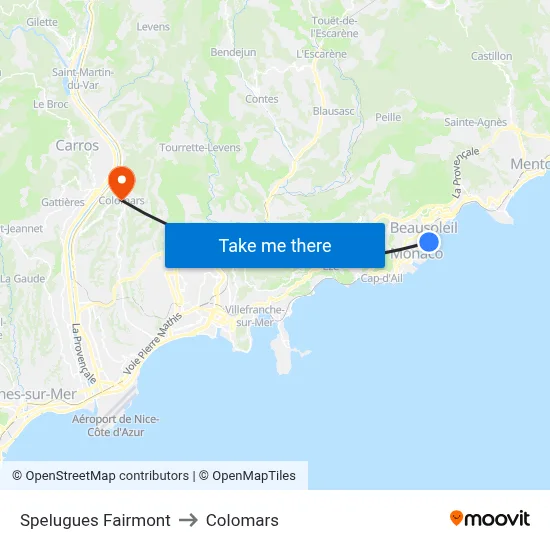 Spelugues Fairmont to Colomars map