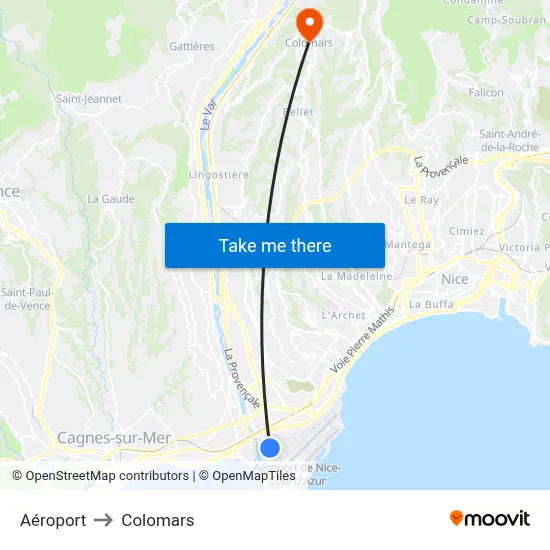 Aéroport to Colomars map