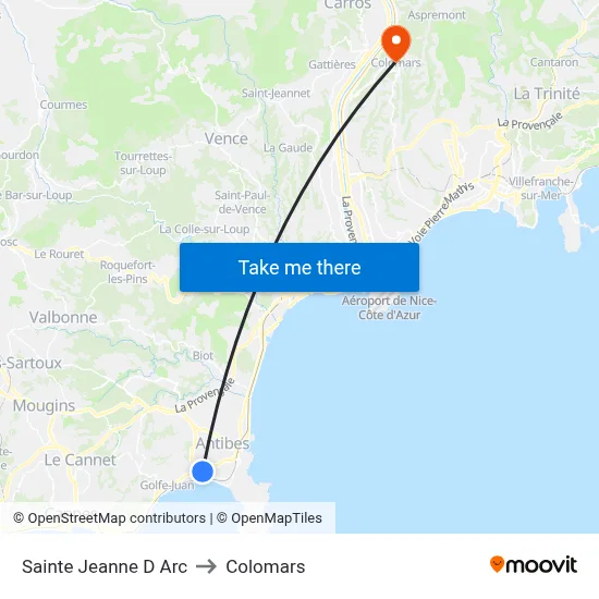 Sainte Jeanne D Arc to Colomars map