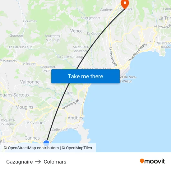 Gazagnaire to Colomars map