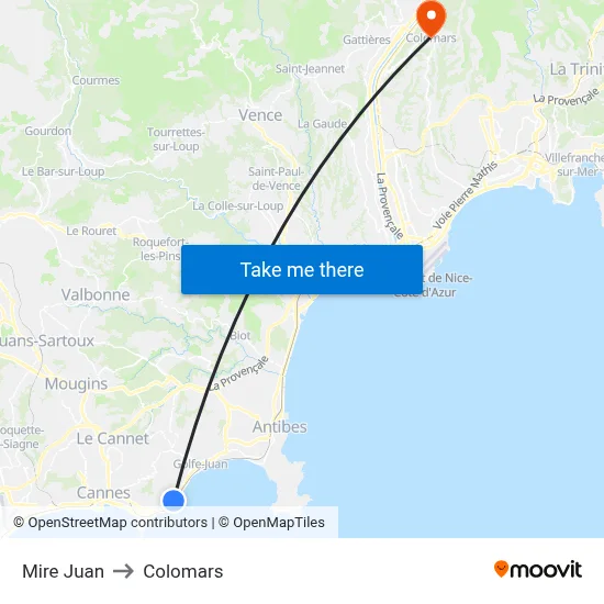 Mire Juan to Colomars map
