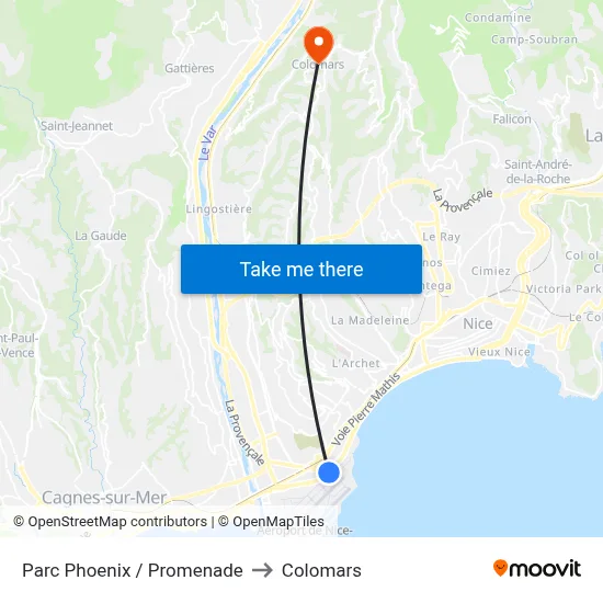 Parc Phoenix / Promenade to Colomars map