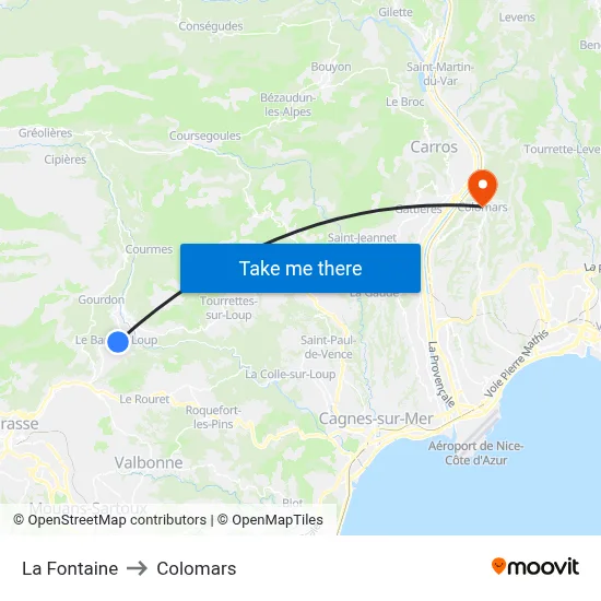 La Fontaine to Colomars map