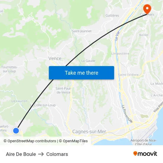 Aire De Boule to Colomars map