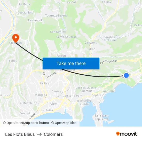 Les Flots Bleus to Colomars map