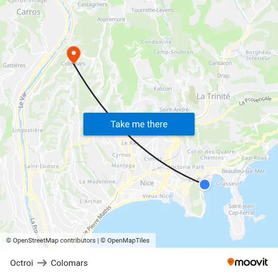 Octroi to Colomars map