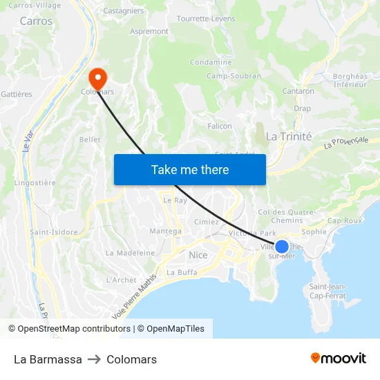La Barmassa to Colomars map