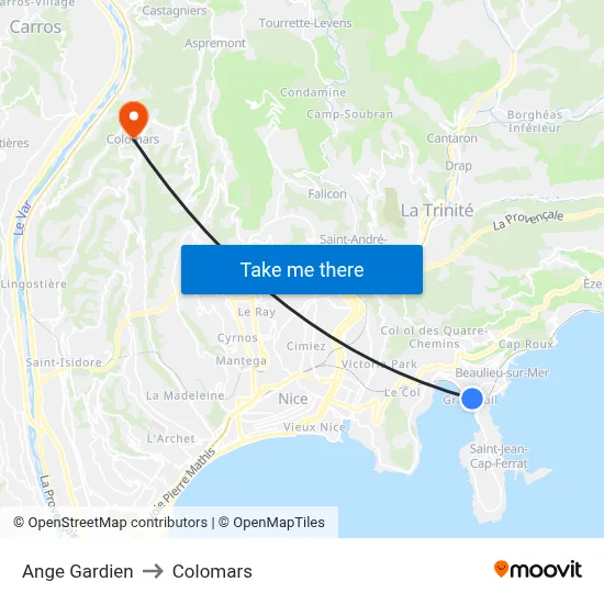 Ange Gardien to Colomars map
