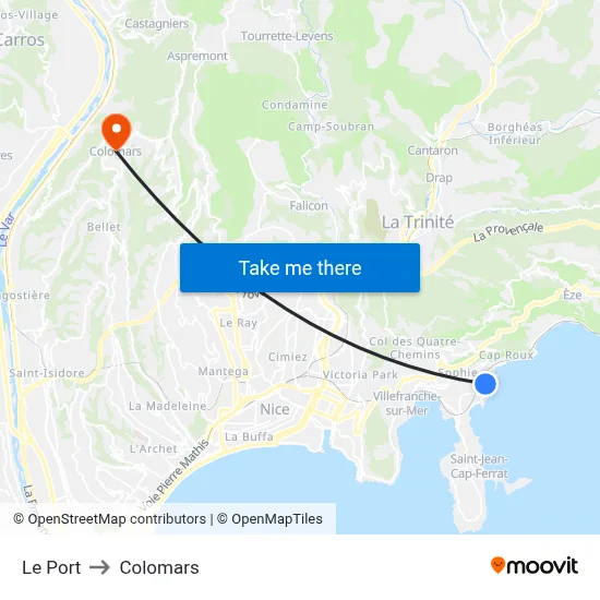 Le Port to Colomars map