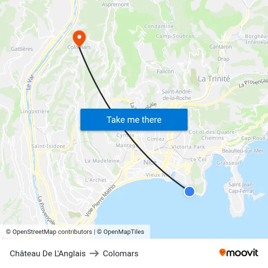 Château De L'Anglais to Colomars map