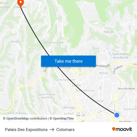 Palais Des Expositions to Colomars map