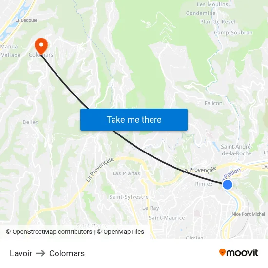 Lavoir to Colomars map