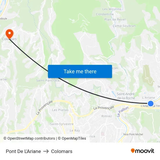 Pont De L'Ariane to Colomars map