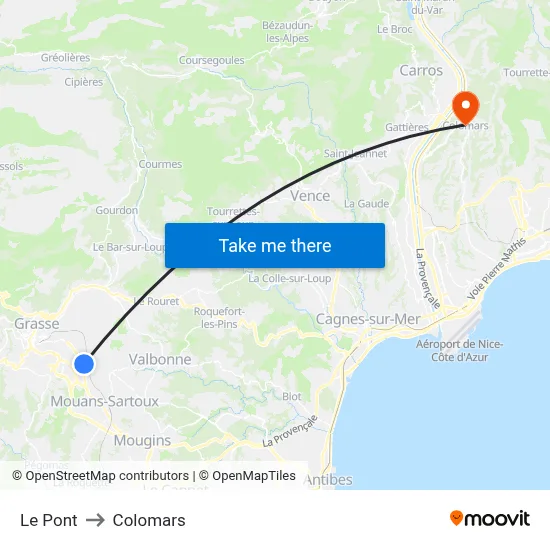 Le Pont to Colomars map