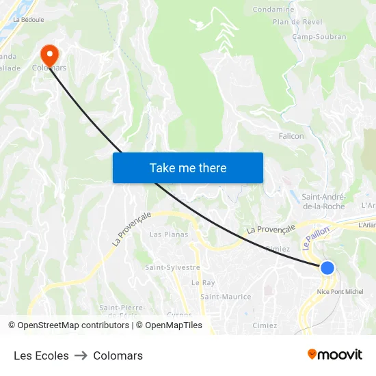 Les Ecoles to Colomars map