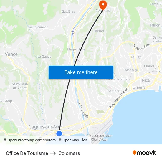 Office De Tourisme to Colomars map