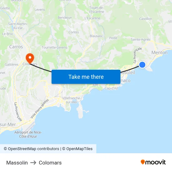 Massolin to Colomars map