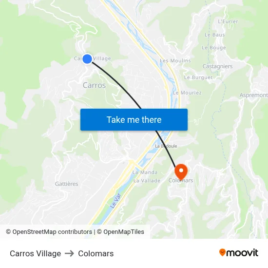 Carros Village to Colomars map