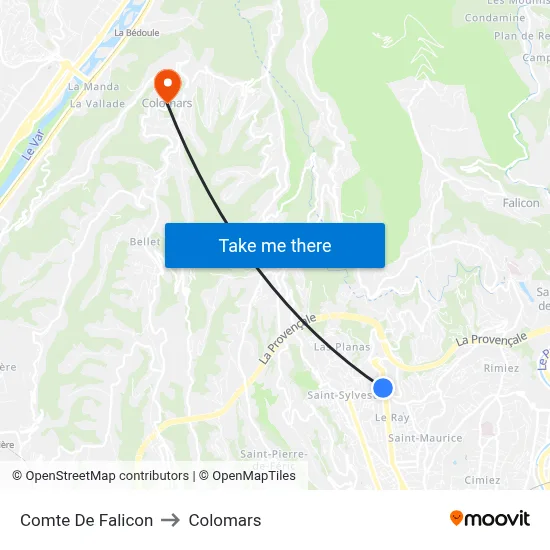 Comte De Falicon to Colomars map