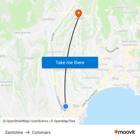 Santoline to Colomars map