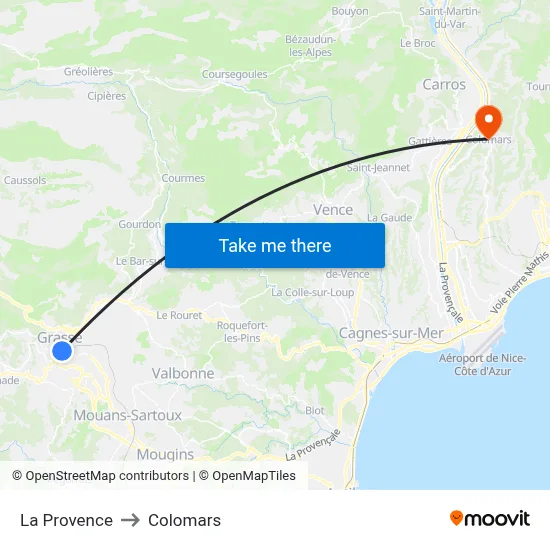 La Provence to Colomars map