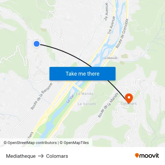 Mediatheque to Colomars map