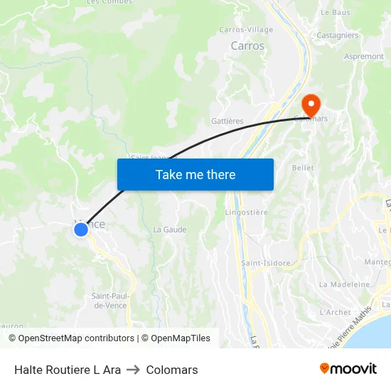 Halte Routiere L Ara to Colomars map