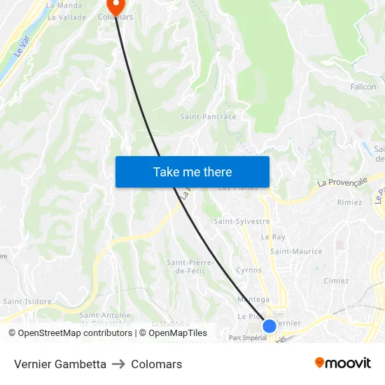 Vernier Gambetta to Colomars map