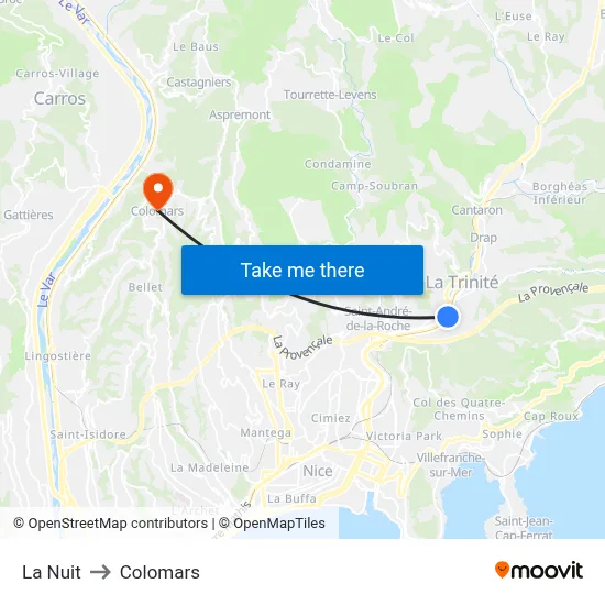 La Nuit to Colomars map