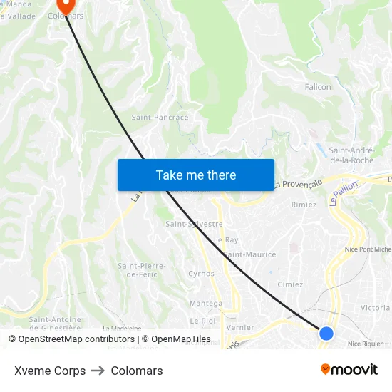 Xveme Corps to Colomars map