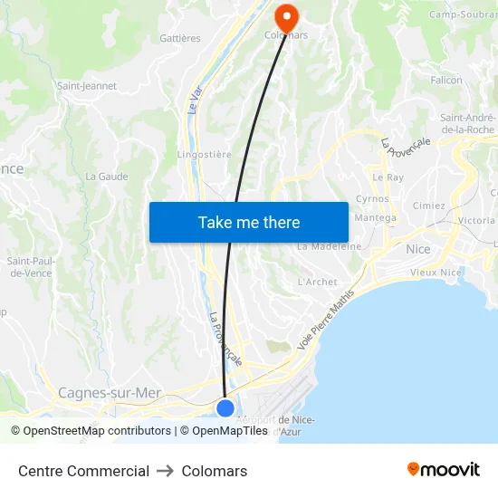 Centre Commercial to Colomars map