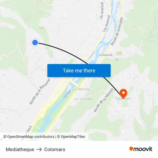 Mediatheque to Colomars map